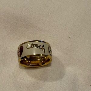 Coach Gold and Cream Women's Ring
